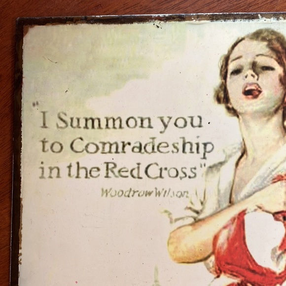 Vintage-look metal wall hanging from Hobby Lobby of WW1 Red Cross poster - Picture 2 of 16